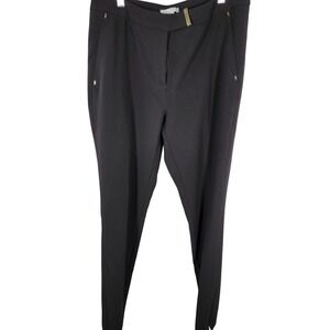 H & M Womens Black Slim Fit Trousers Slacks Ankle Zip Gold Hardware Size 12